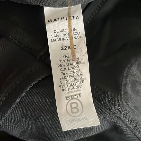 ATHLETA Square Neck Bra CupTankini Top, Black, Size 32B/C Tall NWT $74 531213 - Picture 10 of 12